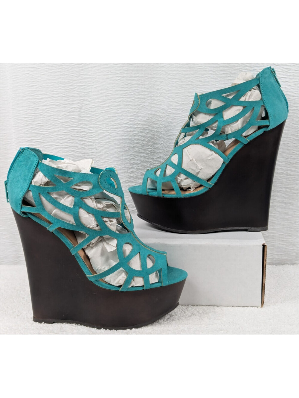 Justfab Wedges Chett Wedge Open Toe Sandal - Size US 9
